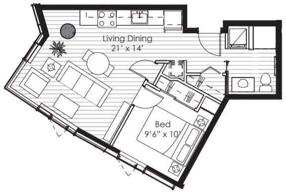 1x1 I S-1614 floor plan